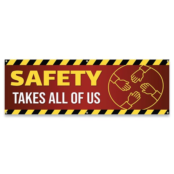 Safety Takes All of Us Banner Concession Stand Food Truck Single Sided, 72" H, B-72-30147